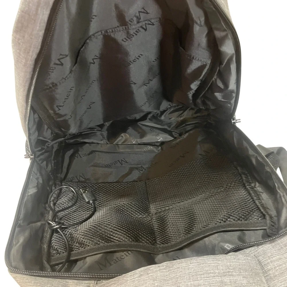 Matein Travel‎ Laptop Backpack Heather Grey USB Charging Port Business Commuter
